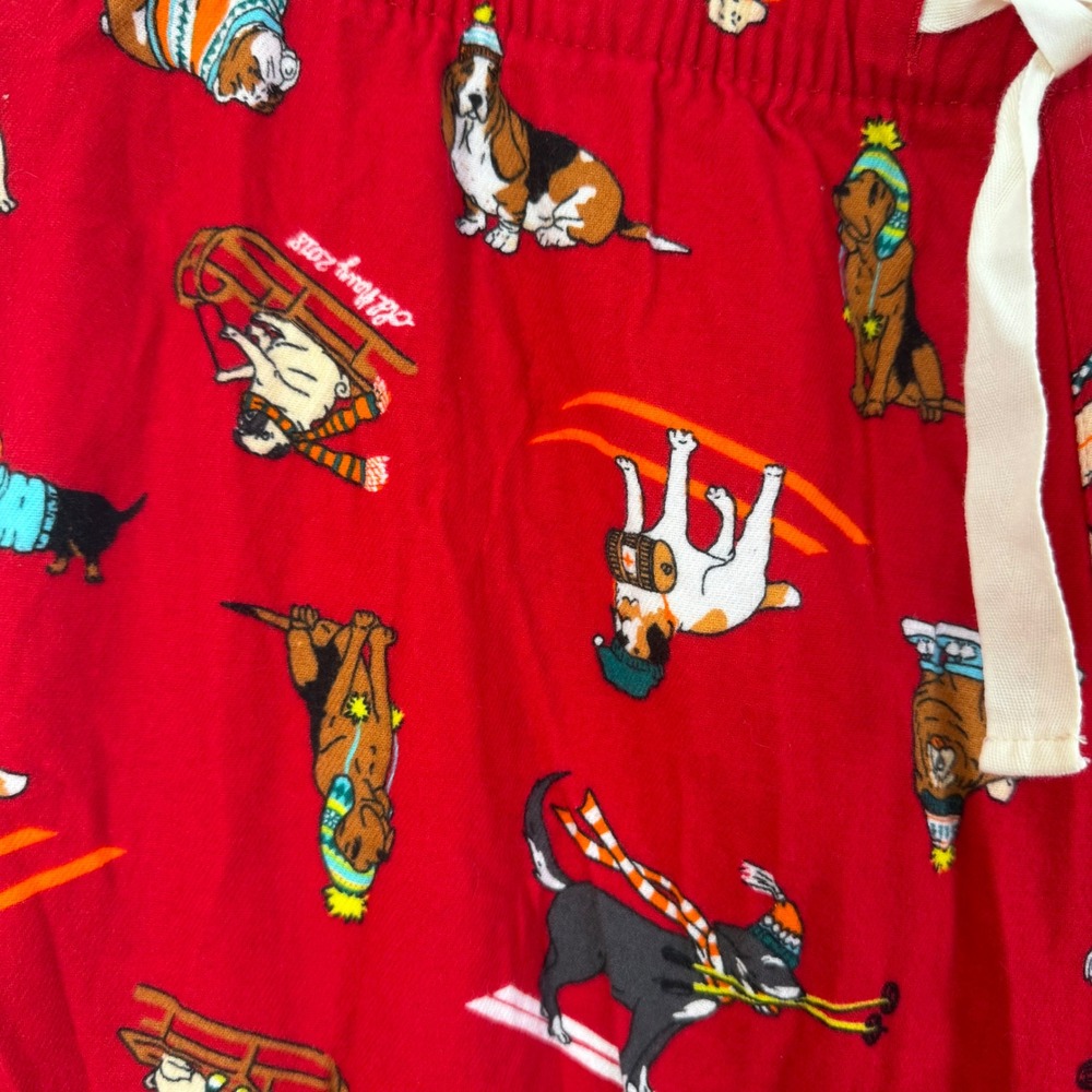 Old Navy Mens Red Cotton Flannel Skiing Dogs Pajama Lounge Pants Large‎ - Picture 2 of 6